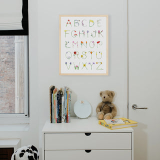 Flower Alphabet from The Letter Nest, Natural Frame installed in nursery