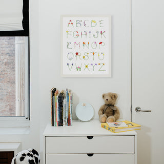 Flower Alphabet from The Letter Nest, White Frame installed in nursery