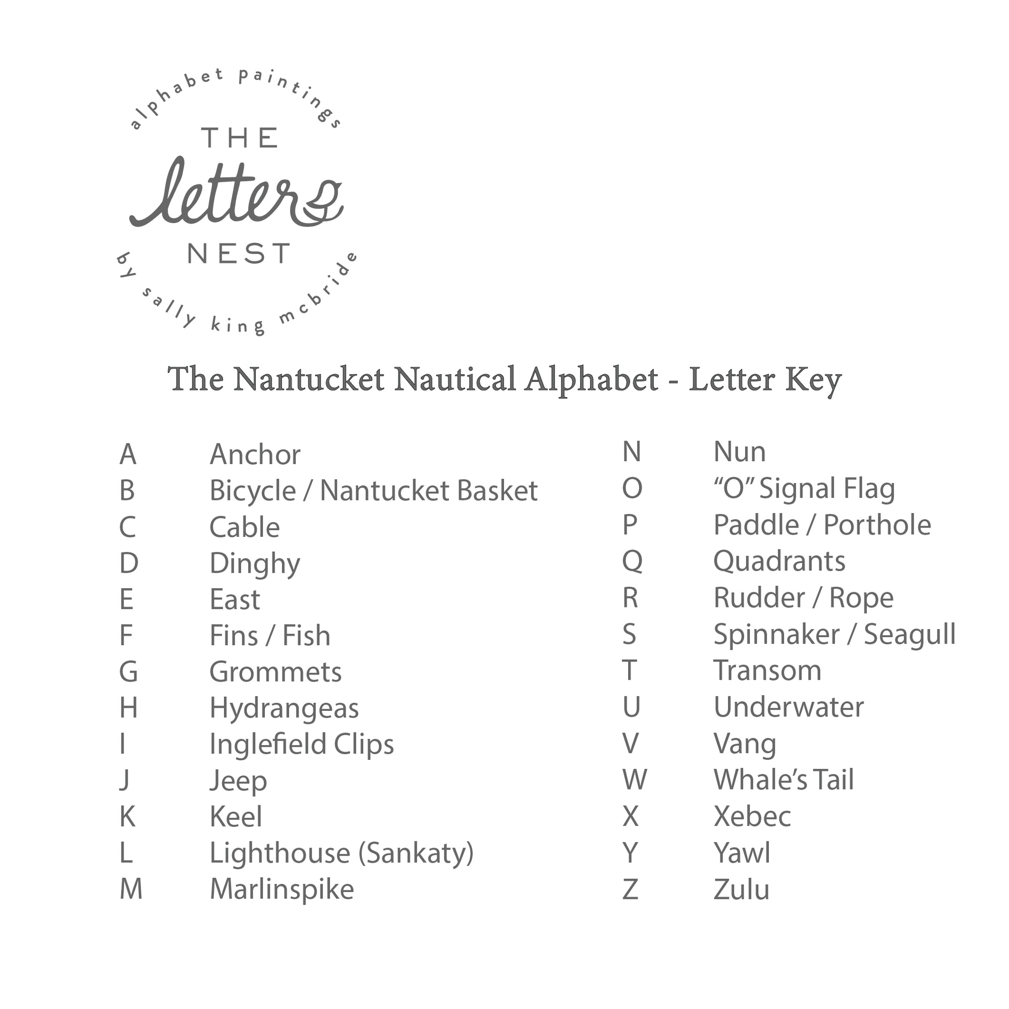 Nautical Alphabet Print - and Nantucket Nautical version