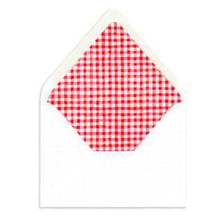 Red Gingham envelope liner to accompany Fruits and Vegetables Personalized Stationery