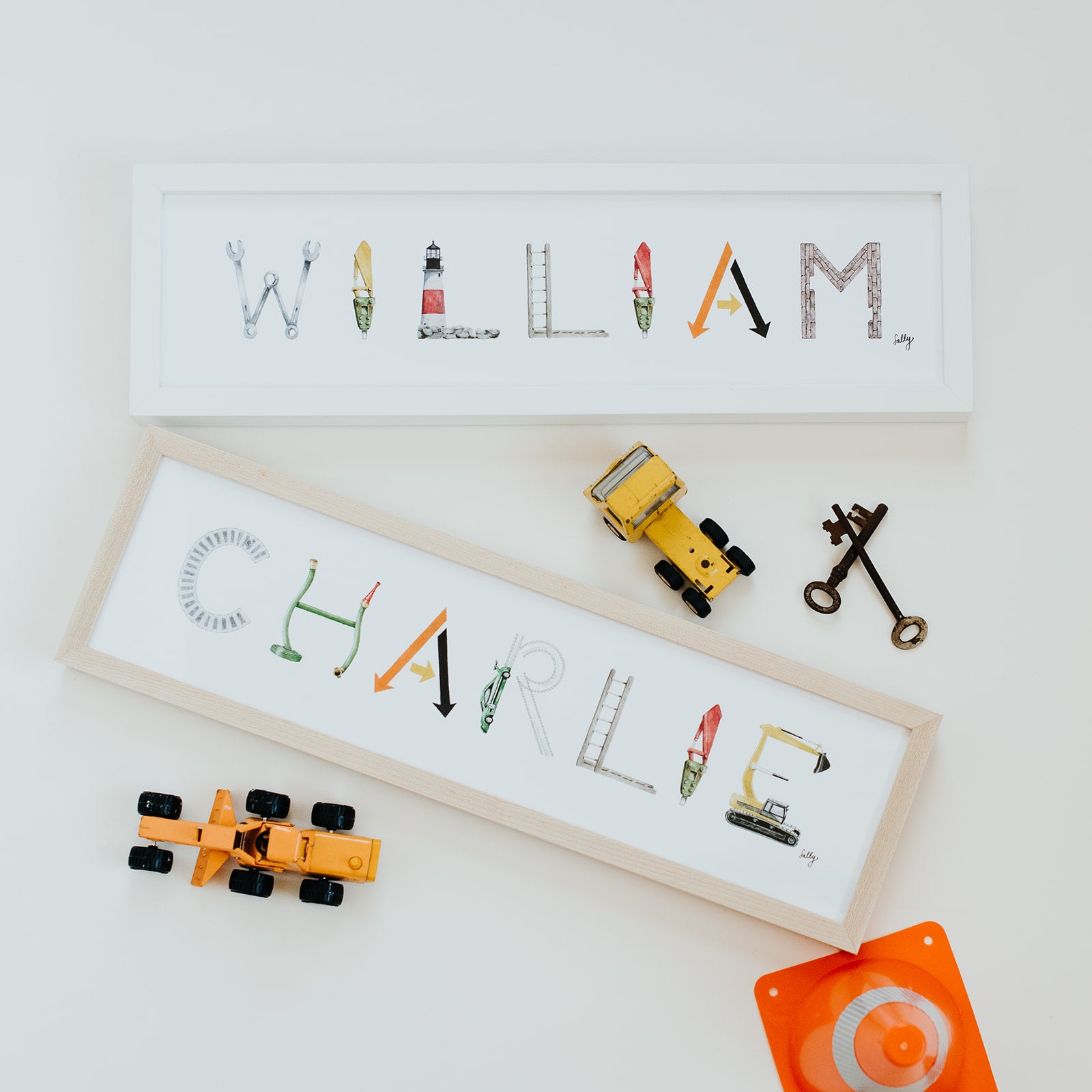 William and Charlie Construction Name Prints by The Letter Nest