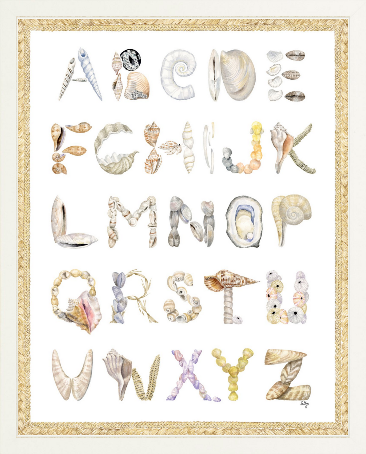 Shell Handwritten Lettering Shell Alphabet Print - The Letter Nest